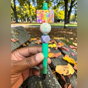 Custom Made Colorful Pen with Decorative Top